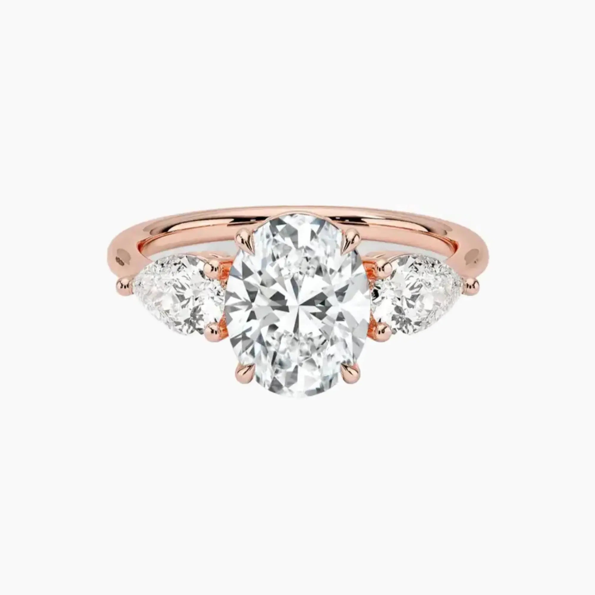 Calliope Oval Three Stone 2 Carat Lab Grown Diamond Engagement Ring in 14K Yellow Gold