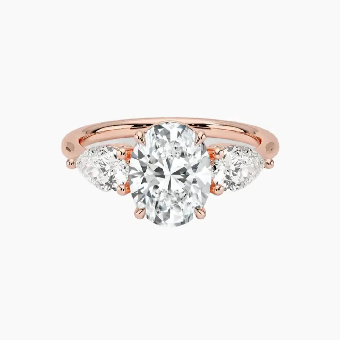 Calliope Oval Three Stone 2.5 Carat Lab Grown Diamond Engagement Ring in 14K Yellow Gold