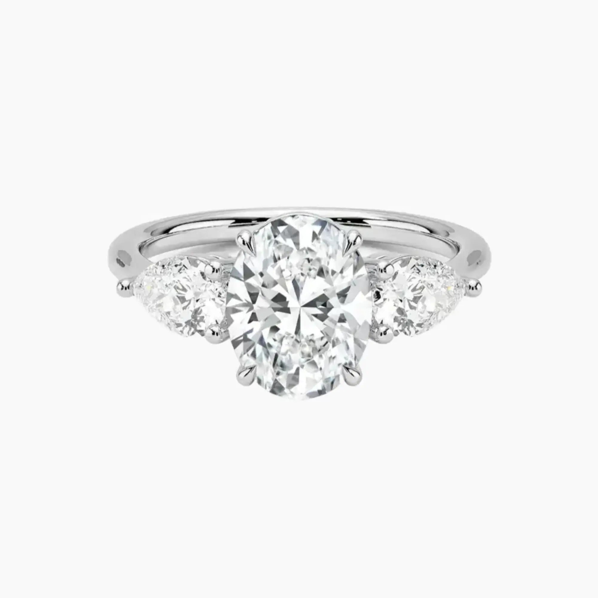 Calliope Oval Three Stone 2 Carat Lab Grown Diamond Engagement Ring in 18K Yellow Gold