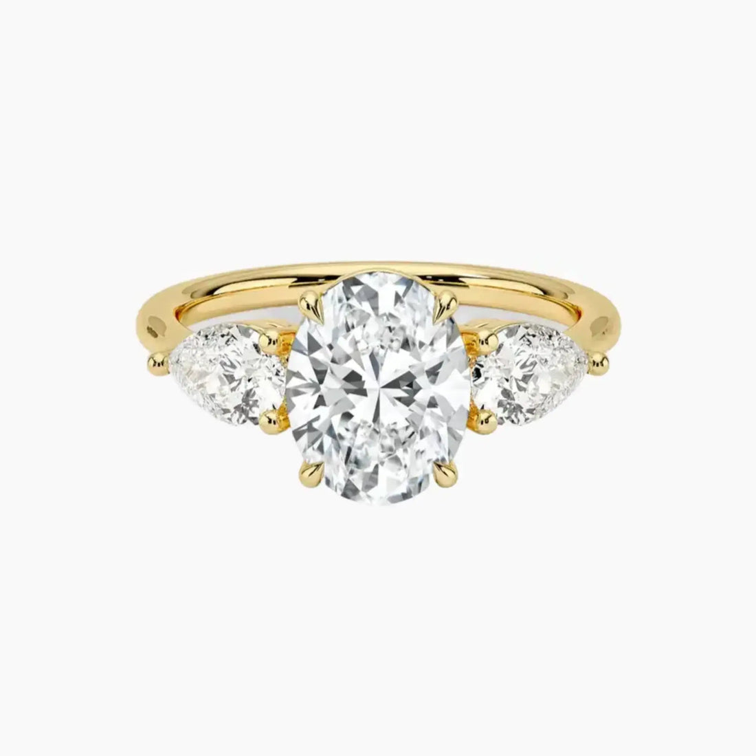 Calliope Oval Three Stone 1 Carat Lab Grown Diamond Engagement Ring in 14K Yellow Gold
