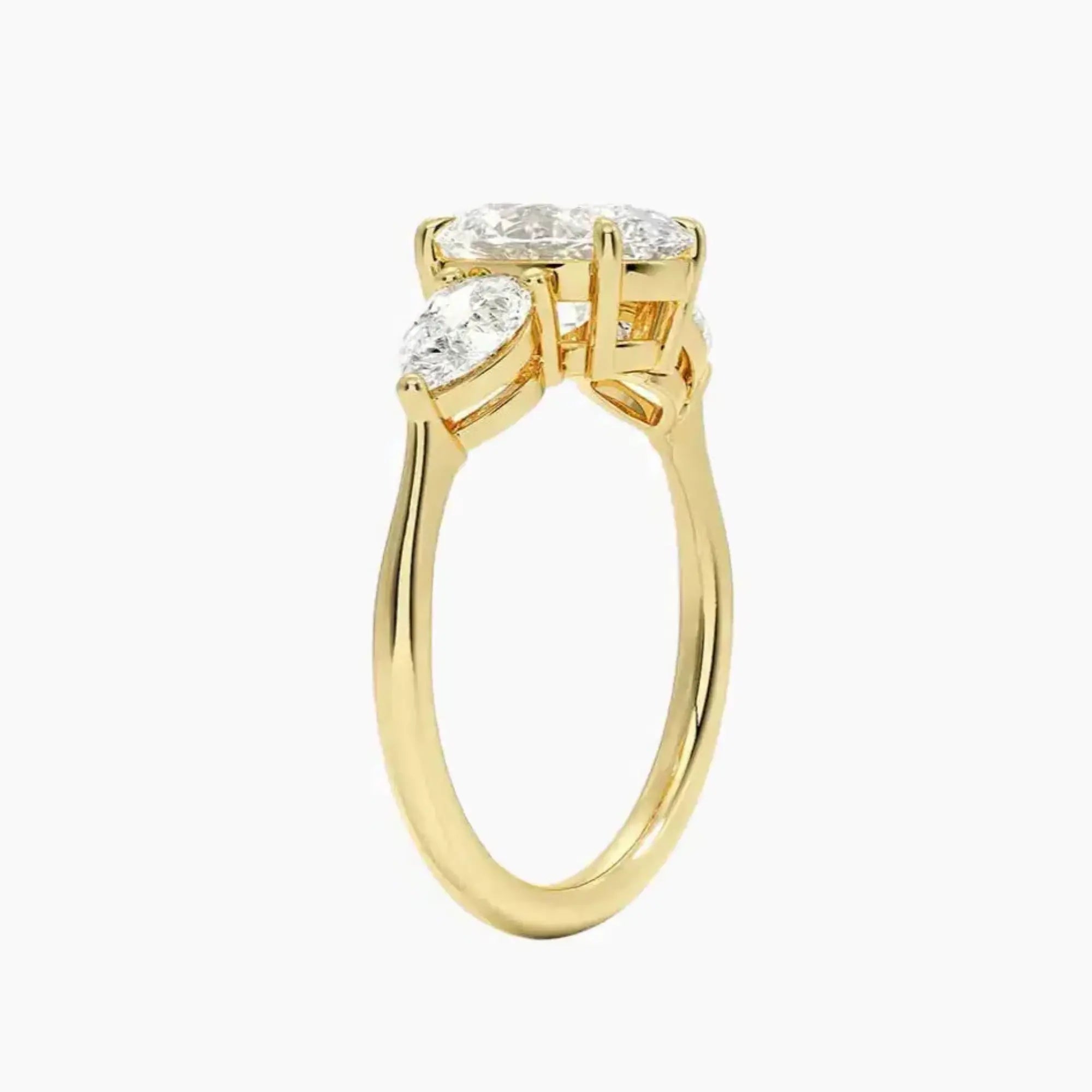 Calliope Oval Three Stone Diamond Ring Setting in 18K White Gold