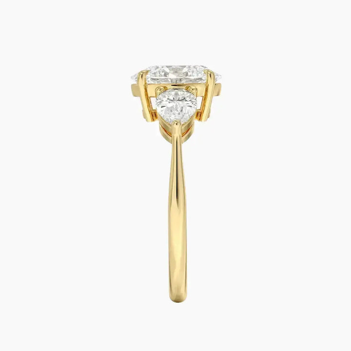 Calliope Oval Three Stone 3 Carat Lab Grown Diamond Engagement Ring in 18K Rose Gold