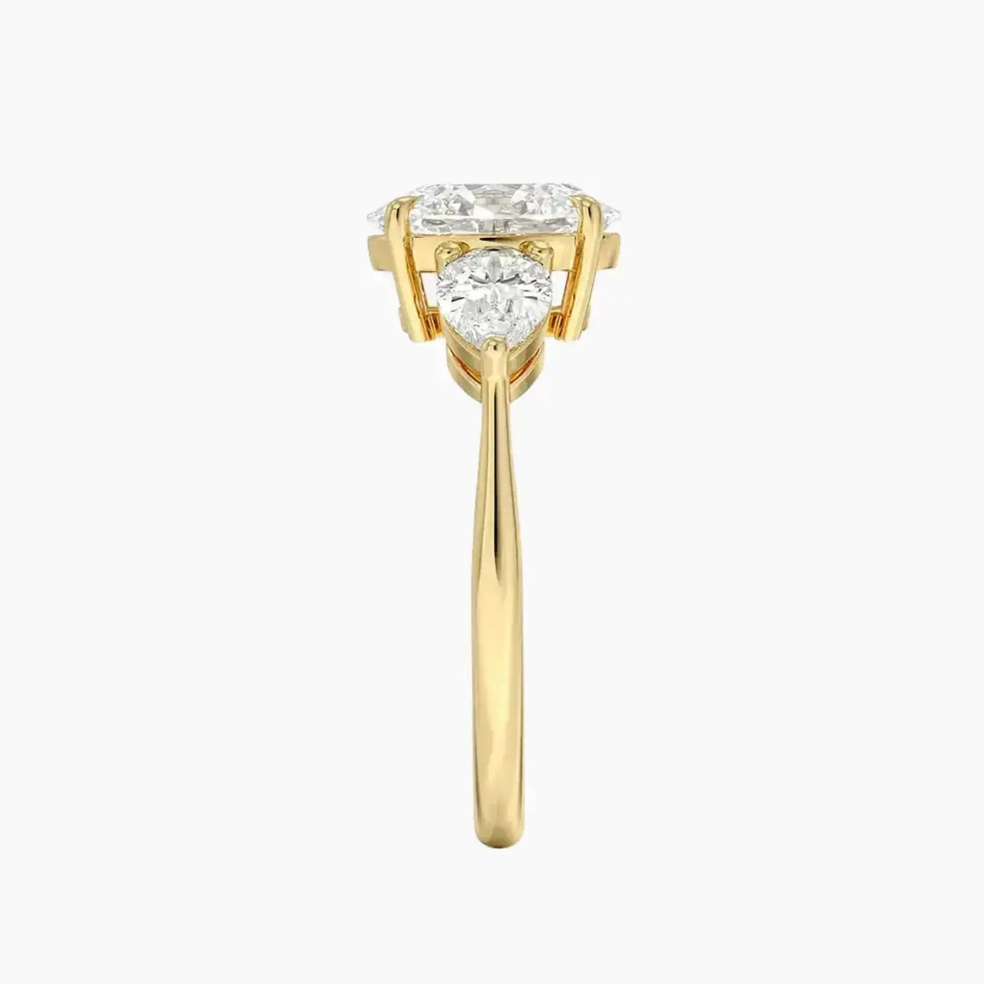Calliope Oval Three Stone 2 Carat Lab Grown Diamond Engagement Ring in 14K Yellow Gold