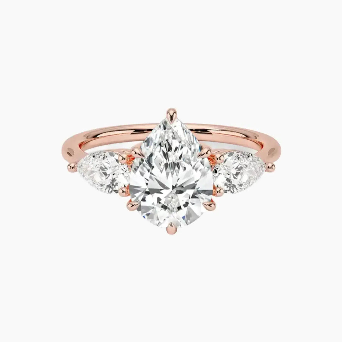 Calliope Pear Three Stone 2.5 Carat Lab Grown Diamond Engagement Ring in 14K Rose Gold