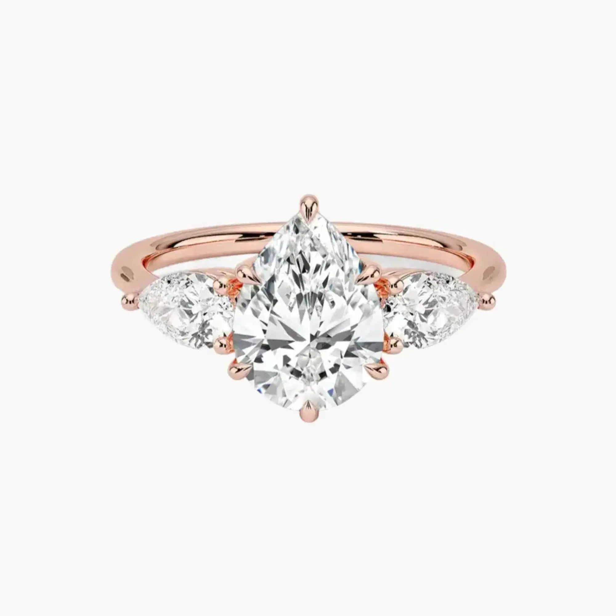 Calliope Pear Three Stone 1.5 Carat Lab Grown Diamond Engagement Ring in 14K Yellow Gold