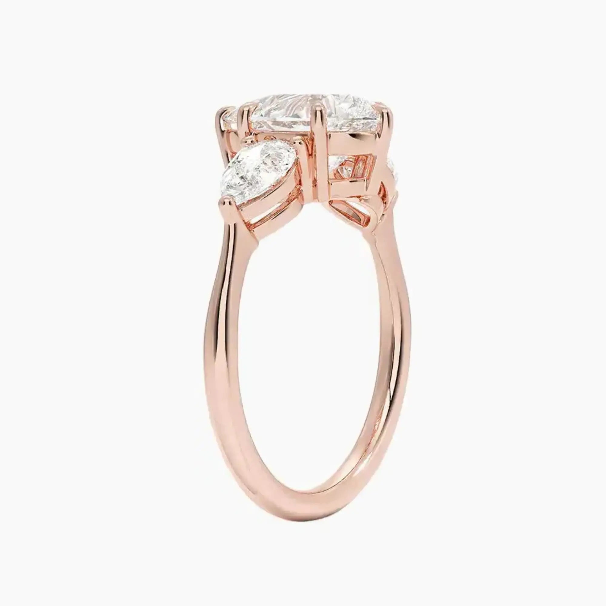 Calliope Pear Three Stone 1 Carat Lab Grown Diamond Engagement Ring in 14K Rose Gold