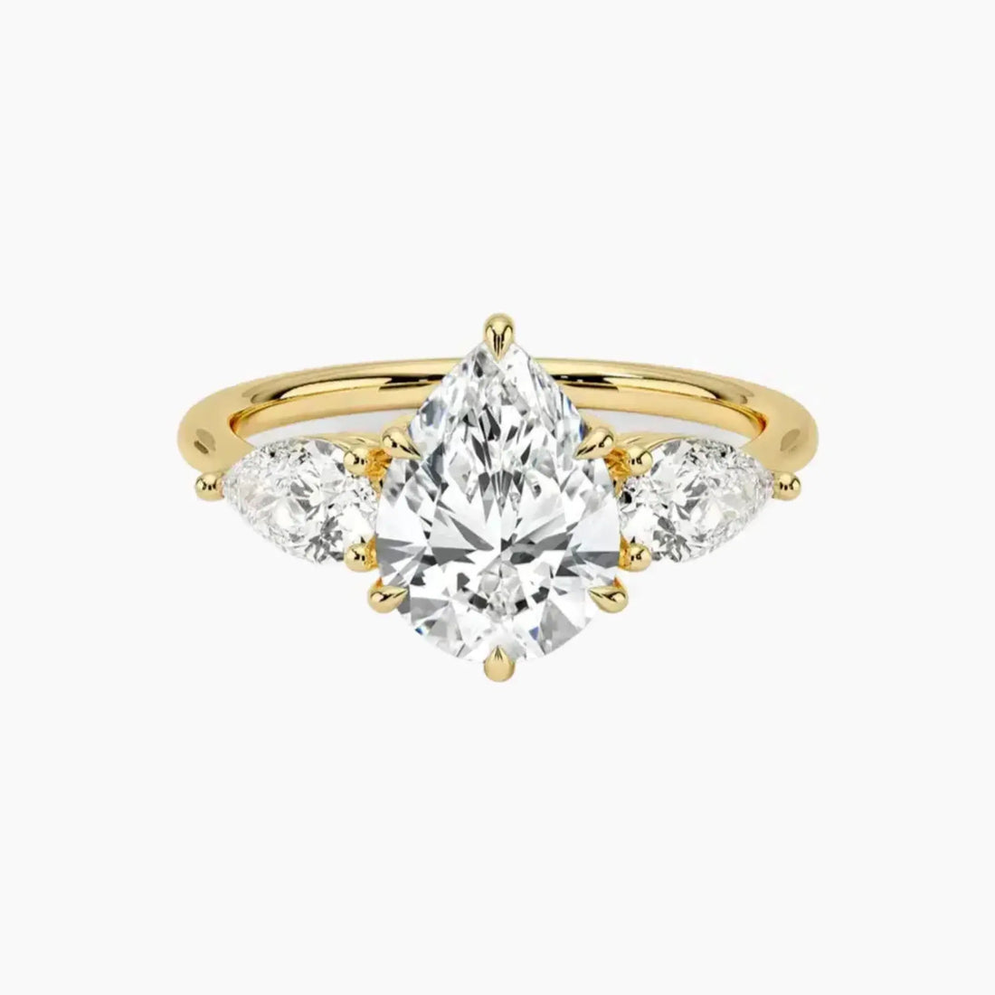 Calliope Pear Three Stone 3 Carat Lab Grown Diamond Engagement Ring in 18K Rose Gold