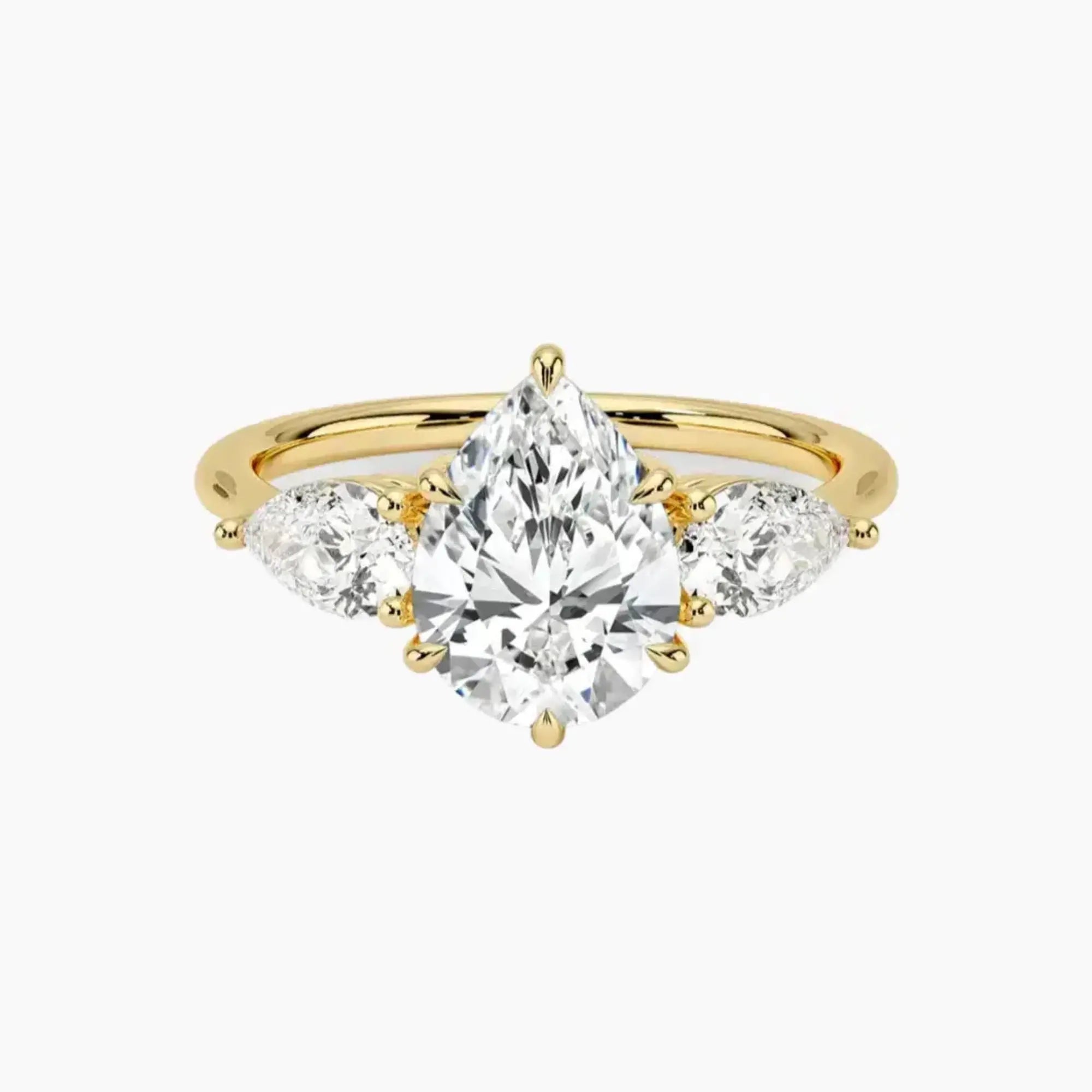 Calliope Pear Three Stone 1.5 Carat Lab Grown Diamond Engagement Ring in 14K White Gold