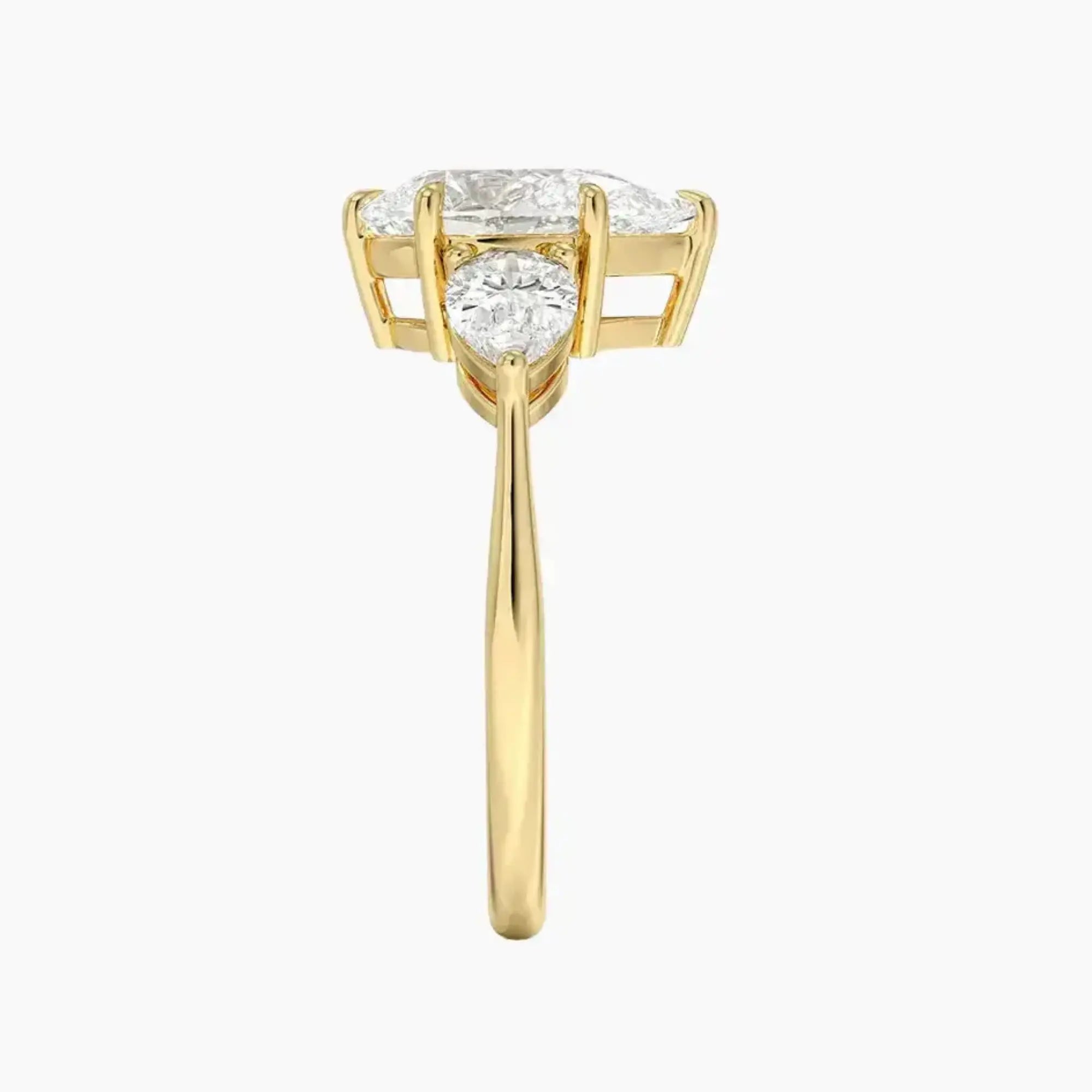 Calliope Pear Three Stone 3 Carat Lab Grown Diamond Engagement Ring in 14K Yellow Gold