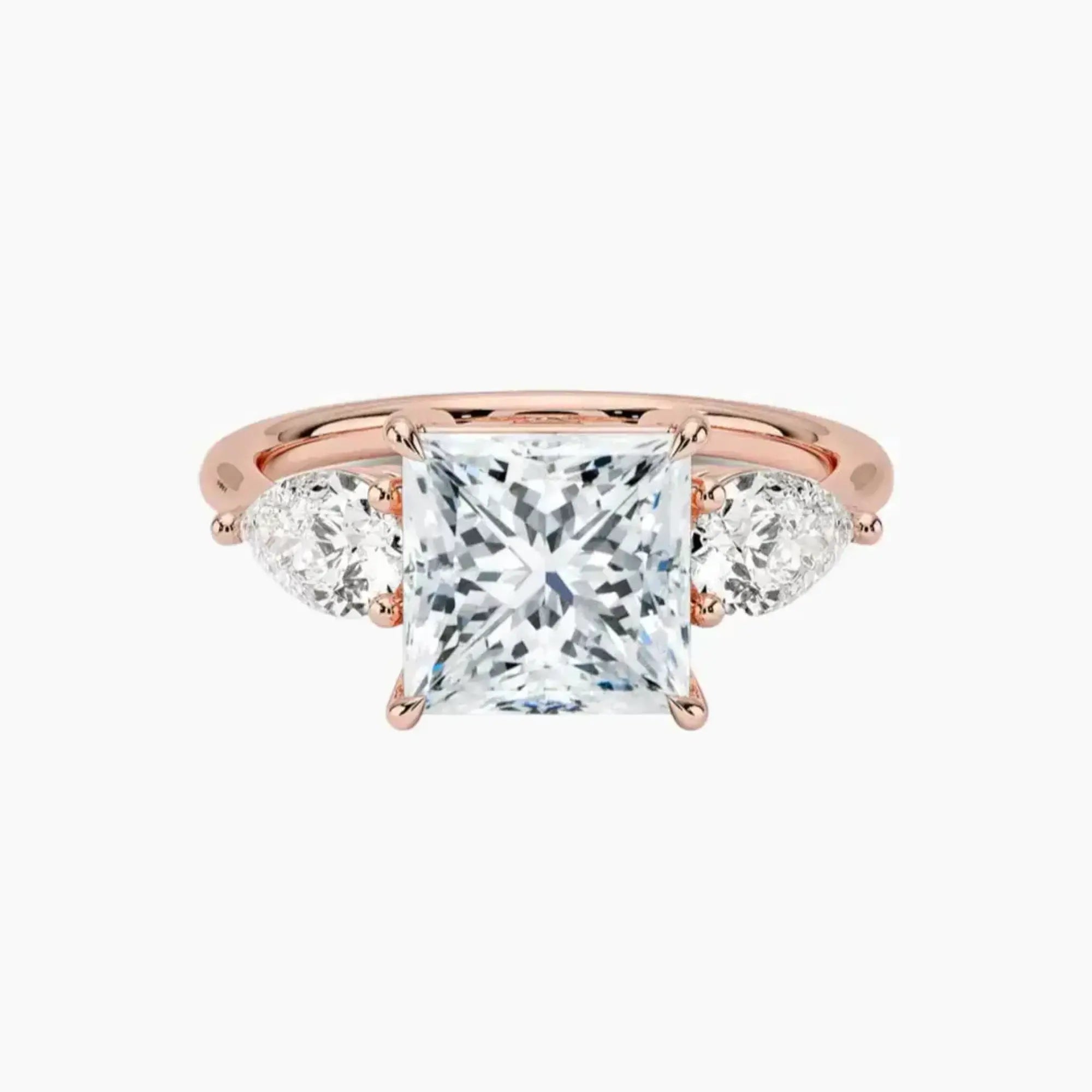 Calliope Princess Three Stone 1.5 Carat Lab Grown Diamond Engagement Ring in 18K Yellow Gold