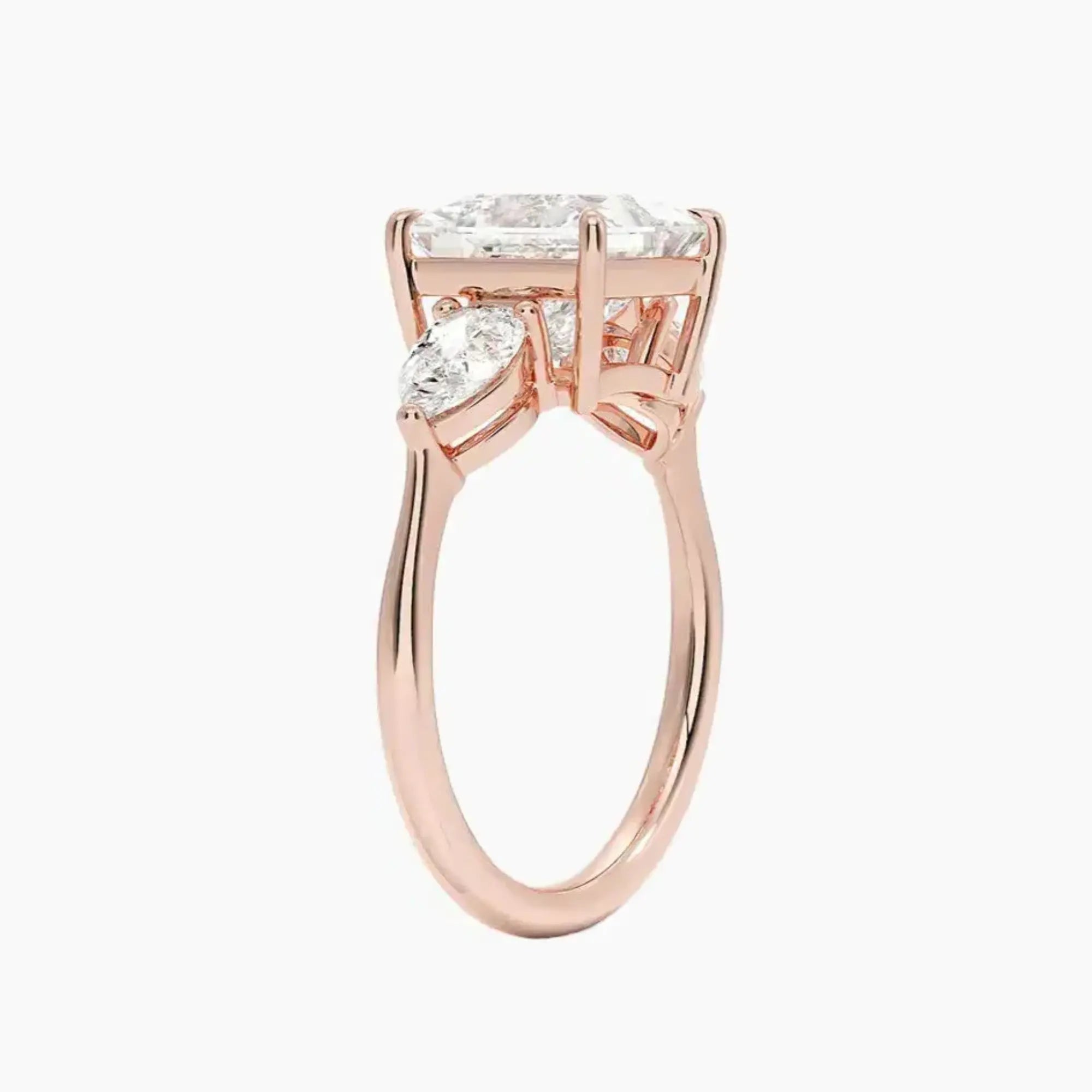 Calliope Princess Three Stone 1 Carat Lab Grown Diamond Engagement Ring in 18K Rose Gold