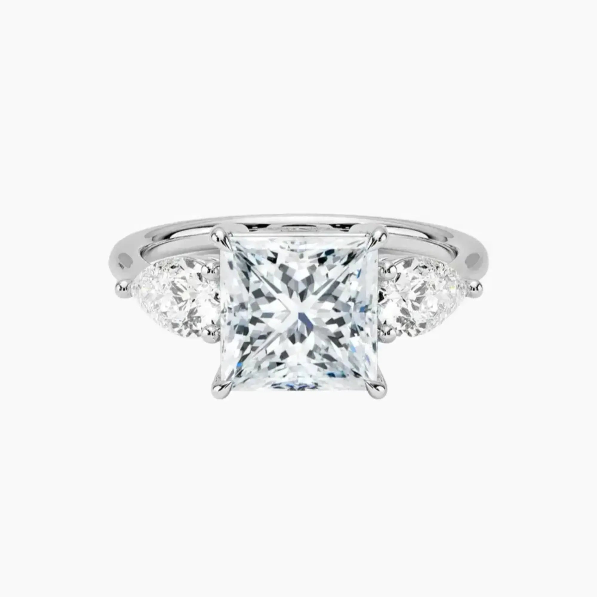 Calliope Princess Three Stone 2 Carat Lab Grown Diamond Engagement Ring in 14K White Gold