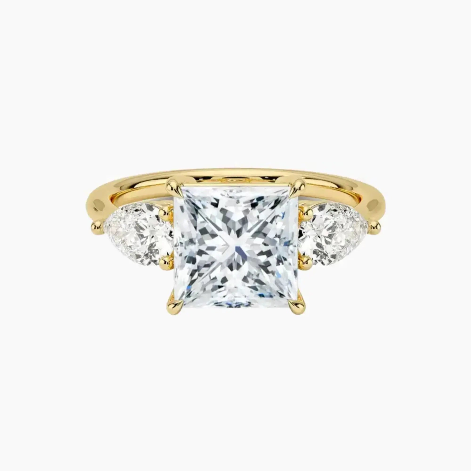 Calliope Princess Three Stone Diamond Ring Setting in 14K White Gold