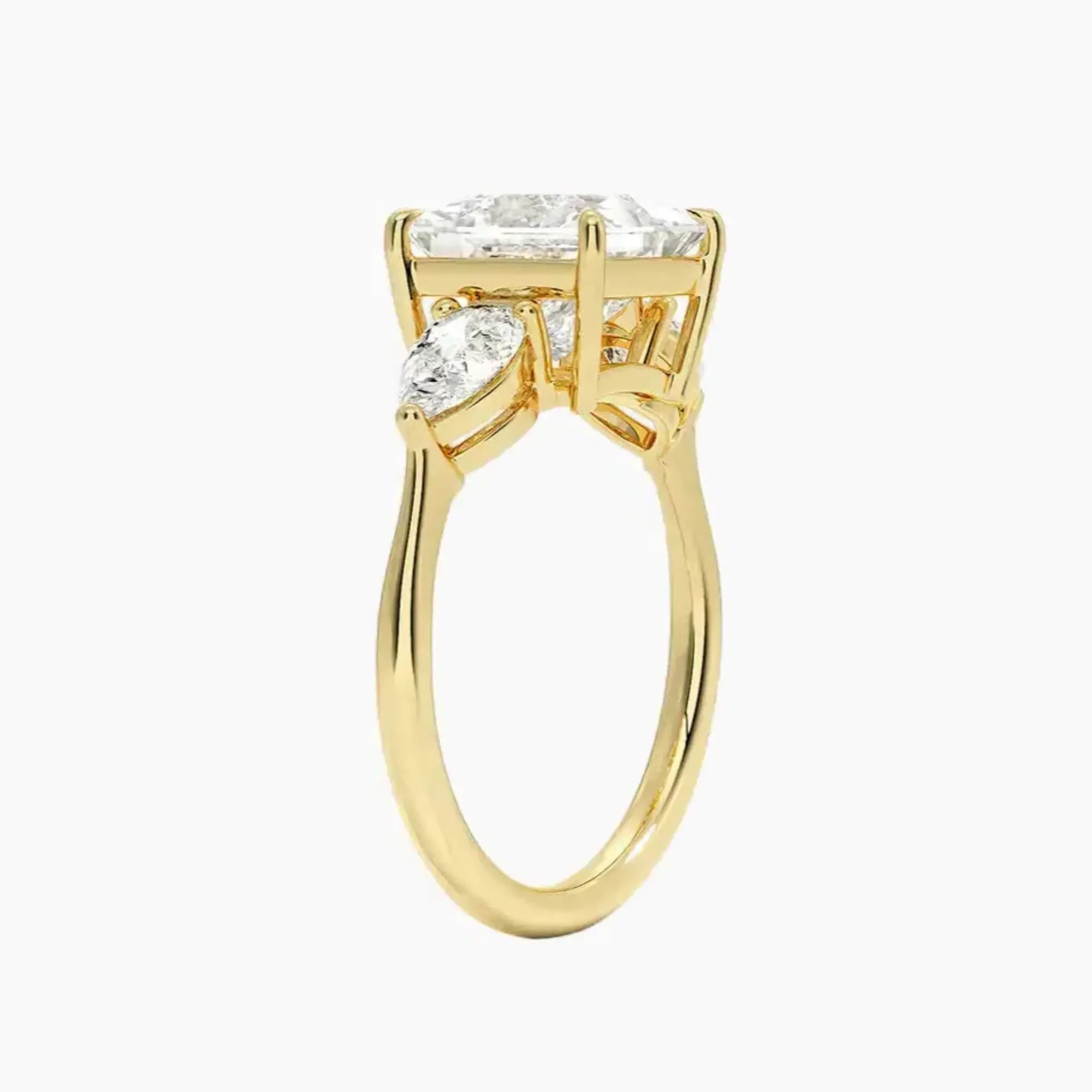 Calliope Princess Three Stone 3 Carat Lab Grown Diamond Engagement Ring in 18K Rose Gold