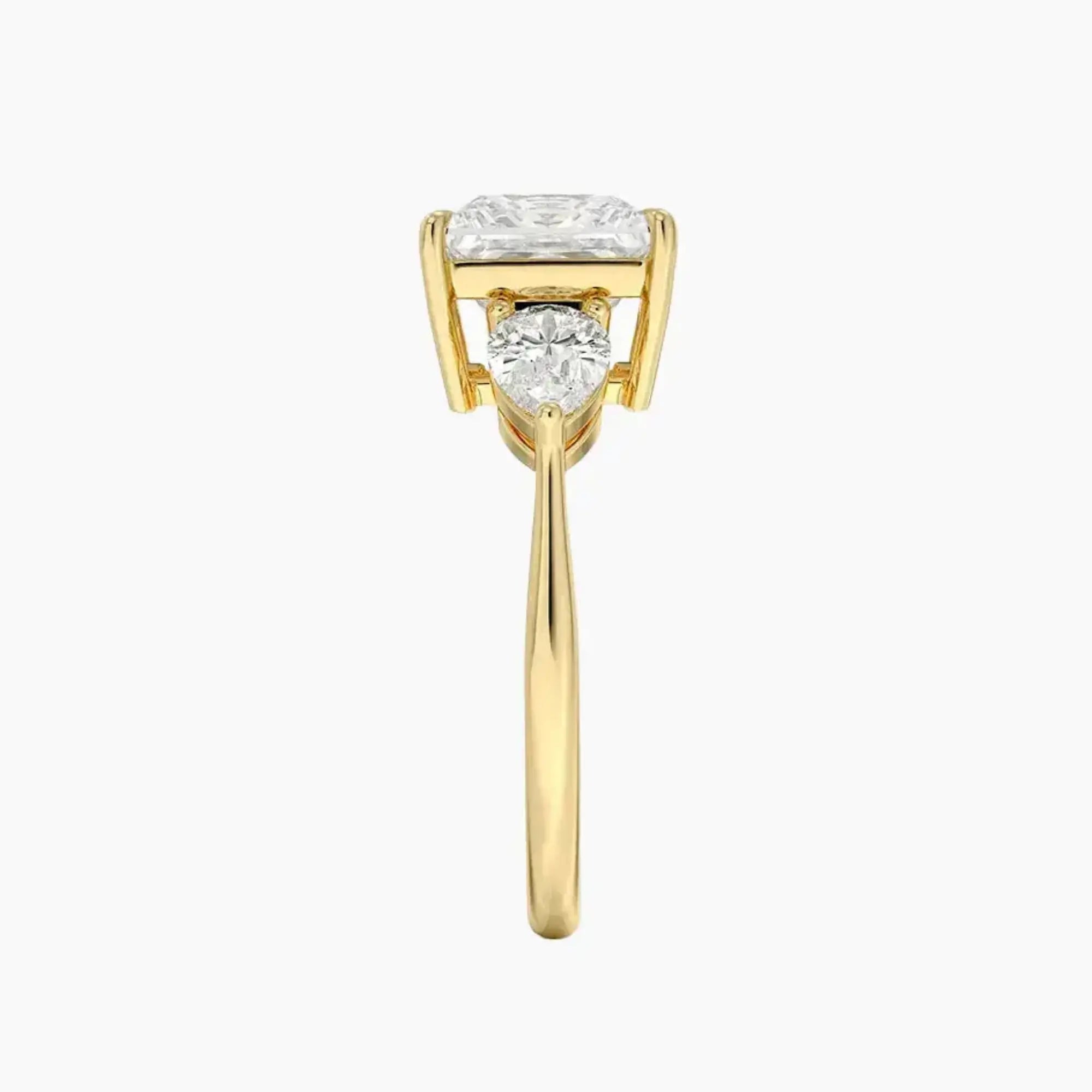 Calliope Princess Three Stone 1.5 Carat Lab Grown Diamond Engagement Ring in 18K Yellow Gold