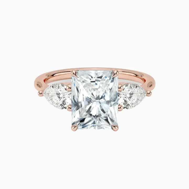 Calliope Radiant Three Stone 1 Carat Lab Grown Diamond Engagement Ring in 14K Rose Gold