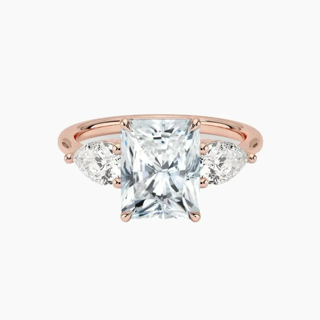Calliope Radiant Three Stone 2.5 Carat Lab Grown Diamond Engagement Ring in 18K Yellow Gold
