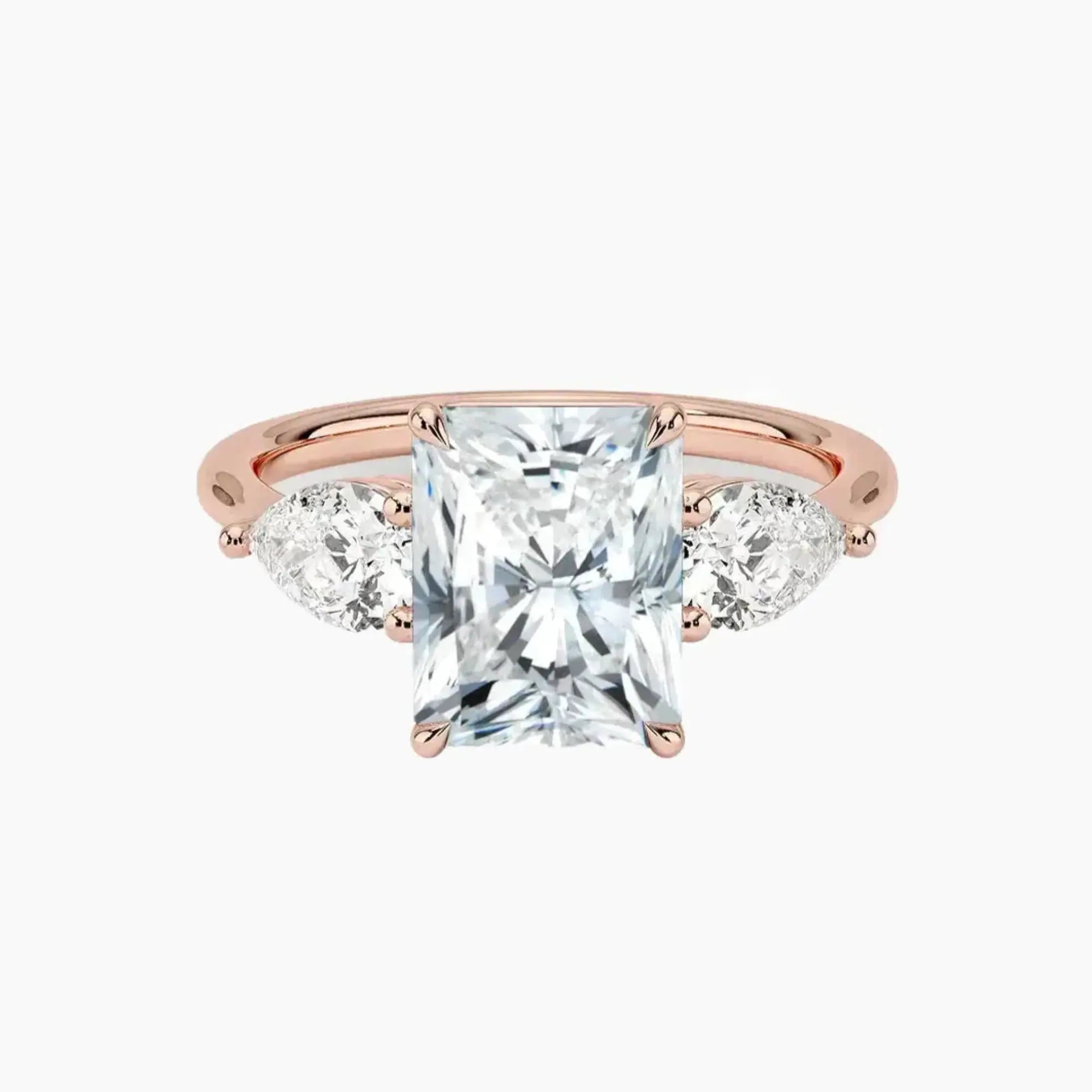 Calliope Radiant Three Stone 1.5 Carat Lab Grown Diamond Engagement Ring in 18K White Gold