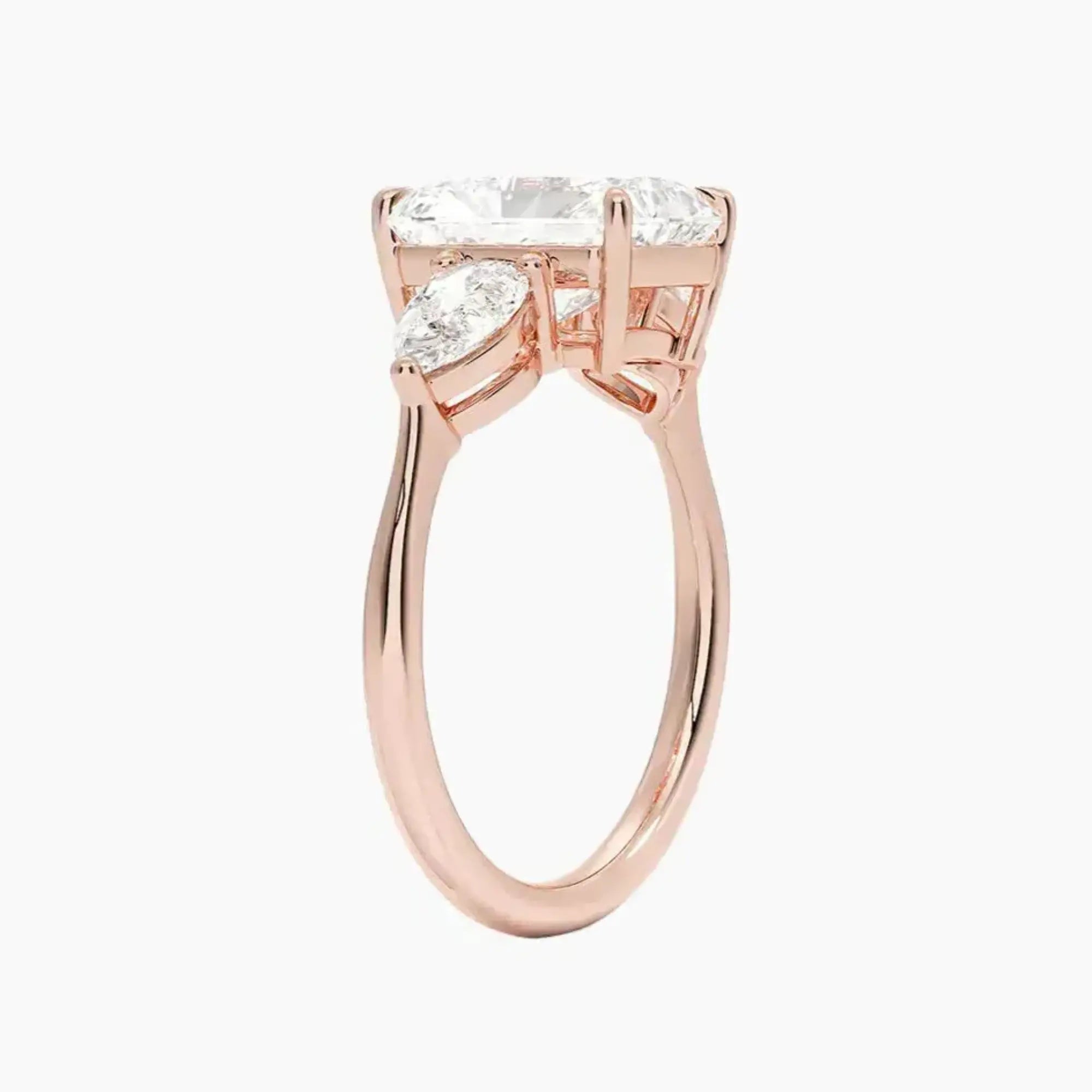Calliope Radiant Three Stone 3 Carat Lab Grown Diamond Engagement Ring in 18K Yellow Gold