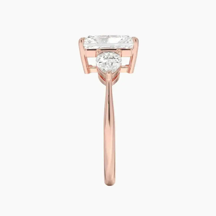 Calliope Radiant Three Stone 1.5 Carat Lab Grown Diamond Engagement Ring in 18K Yellow Gold