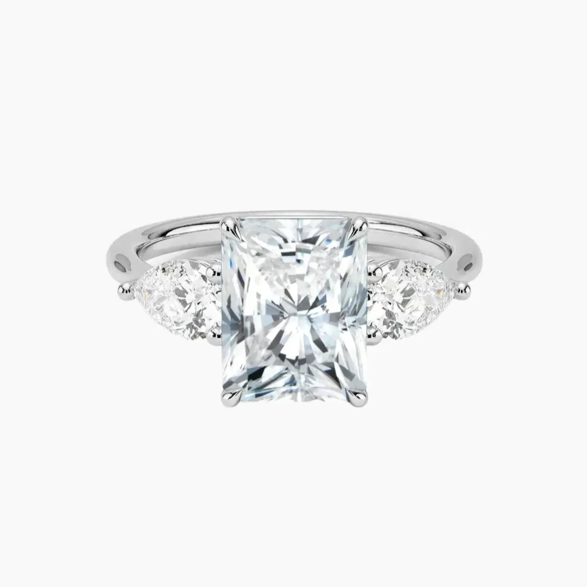 Calliope Radiant Three Stone 3 Carat Lab Grown Diamond Engagement Ring in 18K Yellow Gold