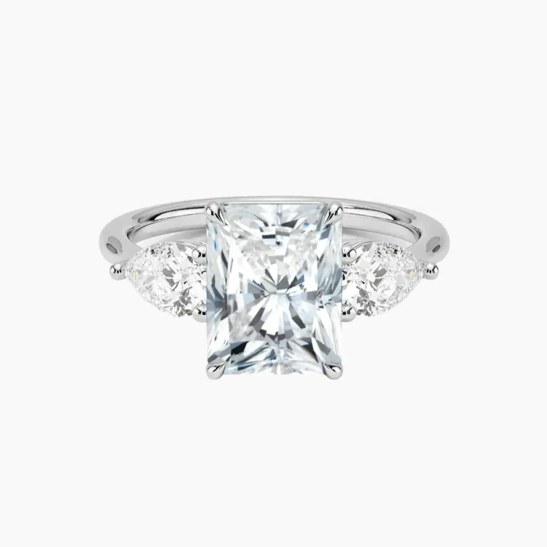 Calliope Radiant Three Stone 1.5 Carat Lab Grown Diamond Engagement Ring in 18K Yellow Gold