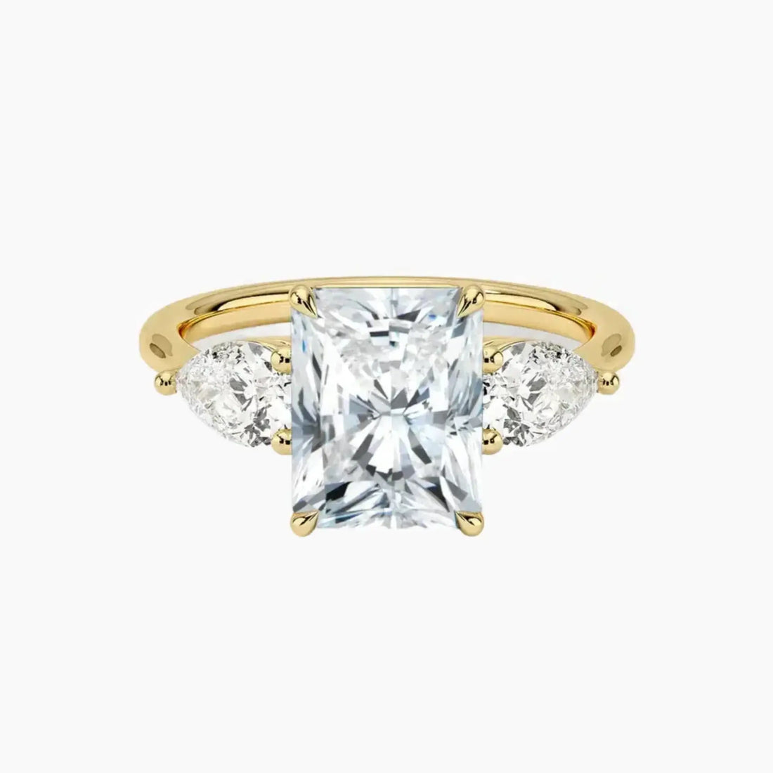 Calliope Radiant Three Stone Diamond Ring Setting in 14K Yellow Gold