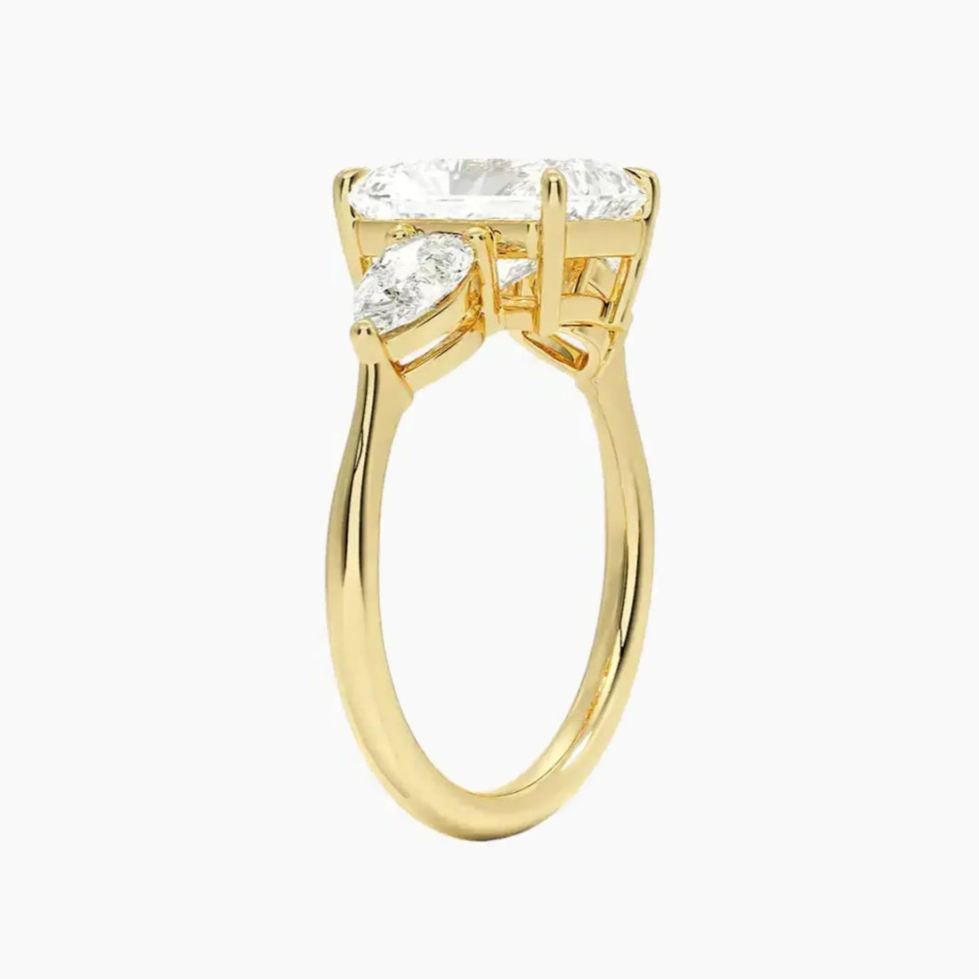 Calliope Radiant Three Stone 1 Carat Lab Grown Diamond Engagement Ring in 14K Yellow Gold