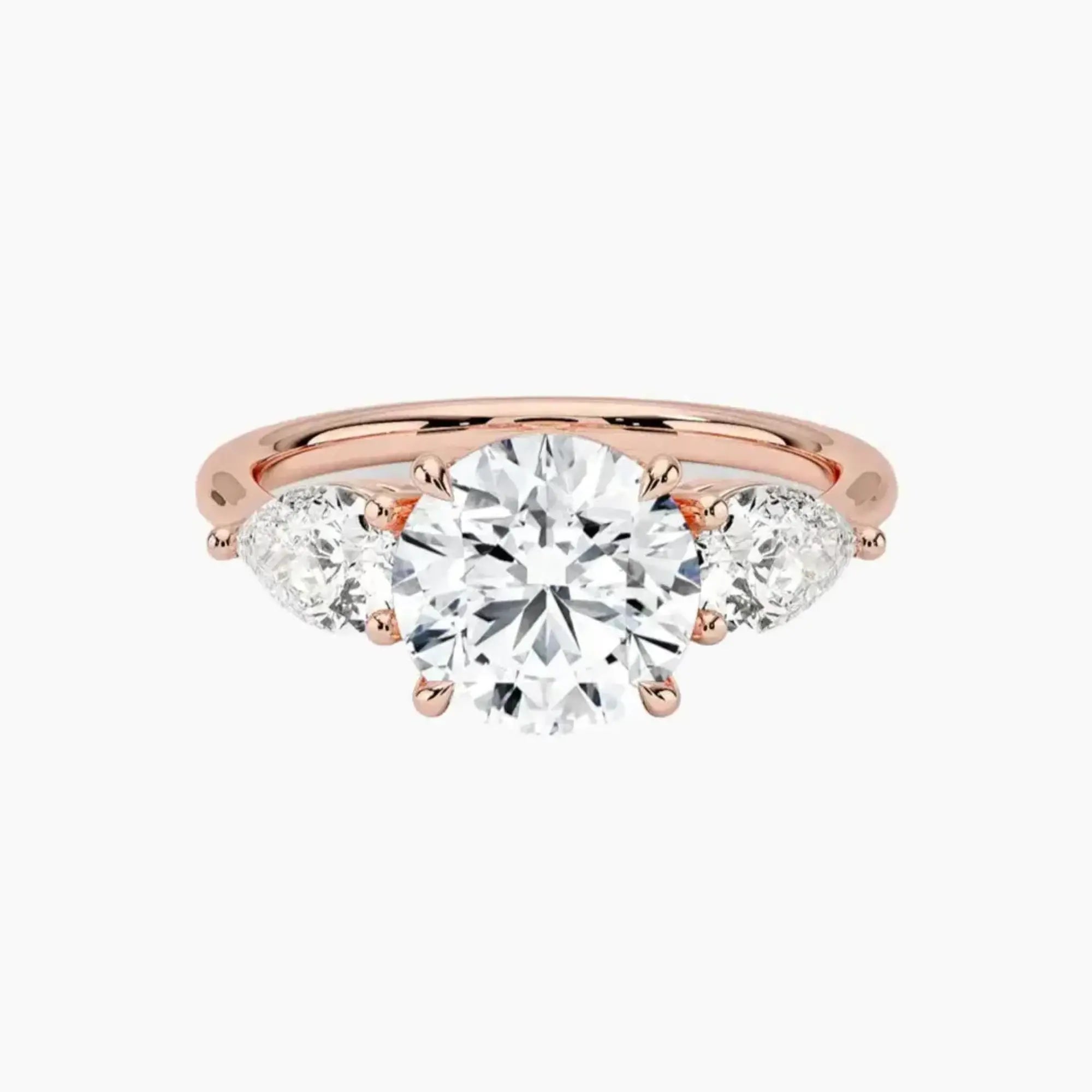 Calliope Round Three Stone Diamond Ring Setting in 18K Rose Gold