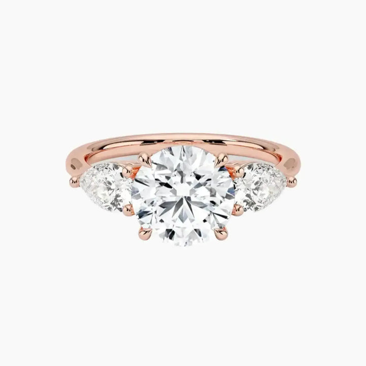 Calliope Round Three Stone 1 Carat Lab Grown Diamond Engagement Ring in 18K Rose Gold