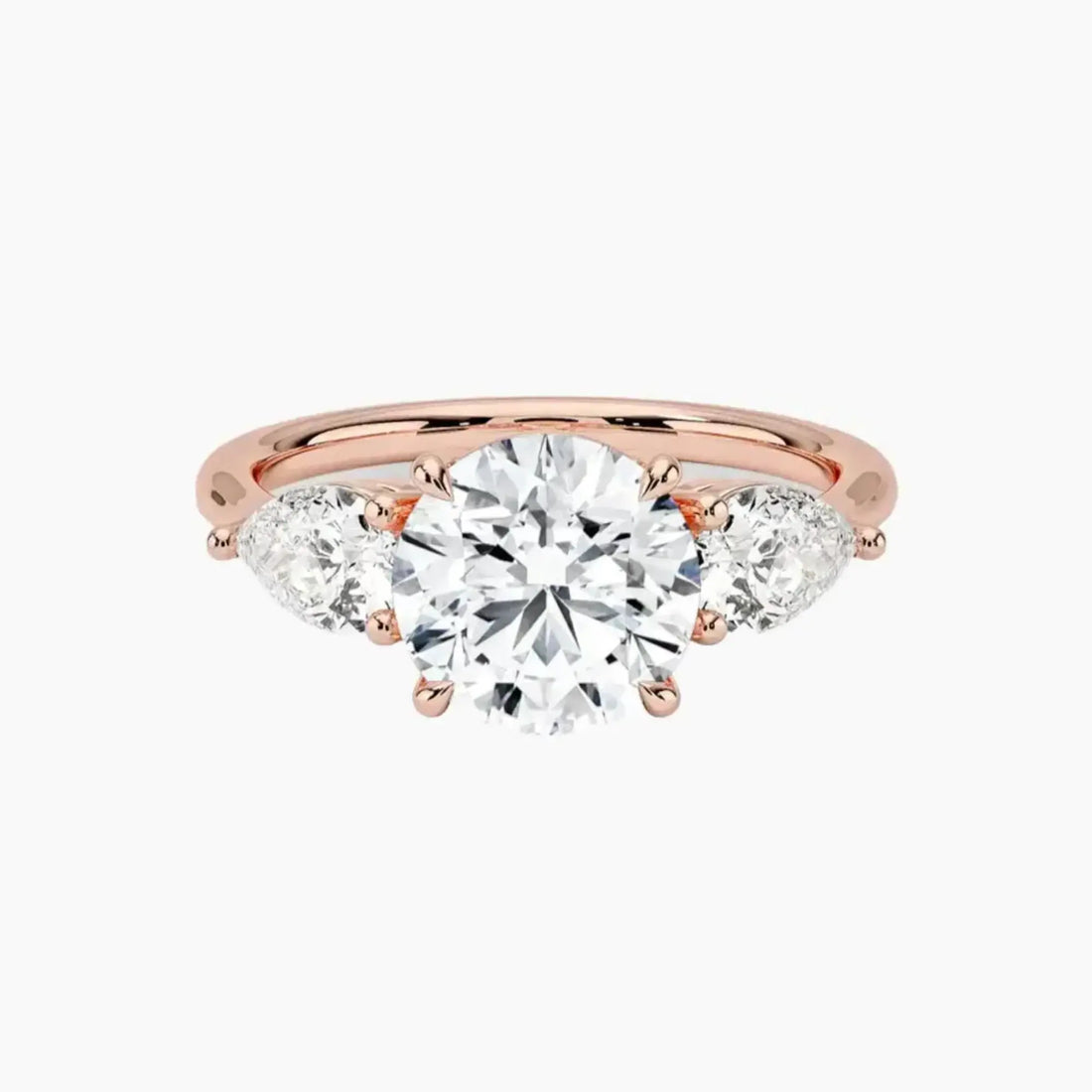 Calliope Round Three Stone 2.5 Carat Lab Grown Diamond Engagement Ring in 14K Yellow Gold