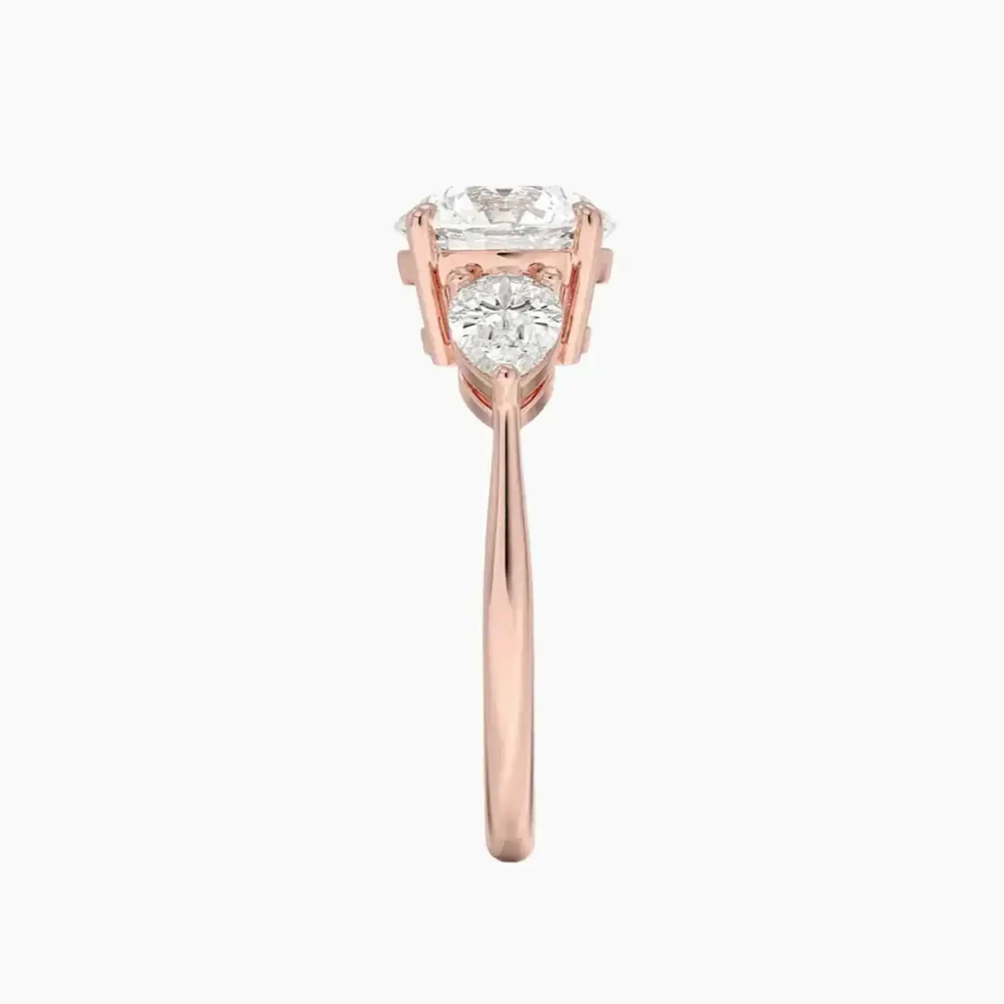 Calliope Round Three Stone Diamond Ring Setting in 14K Rose Gold