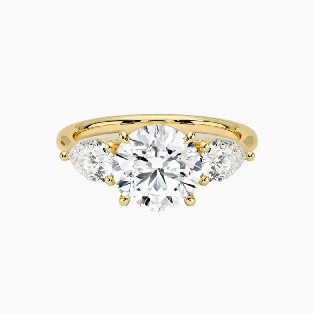 Calliope Round Three Stone 3 Carat Lab Grown Diamond Engagement Ring in 14K White Gold