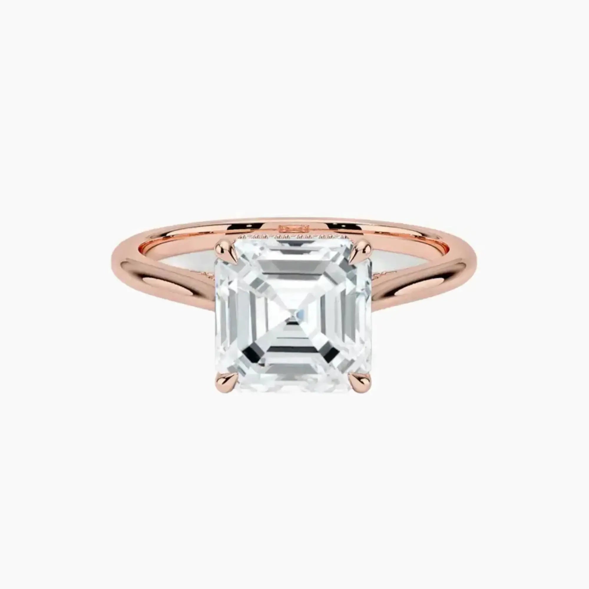 Hestia Asscher Hidden Halo 2 Carat Lab Grown Diamond Engagement Ring in 14K White Gold