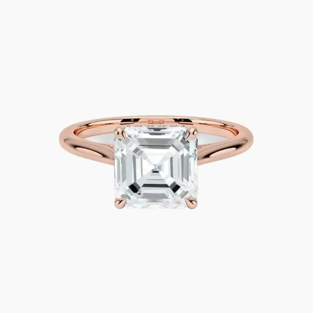 Hestia Asscher Hidden Halo 2 Carat Lab Grown Diamond Engagement Ring in 14K White Gold