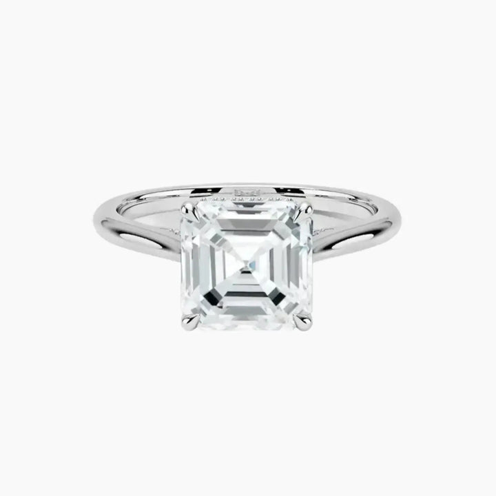Hestia Asscher Hidden Halo 3 Carat Lab Grown Diamond Engagement Ring in 14K White Gold