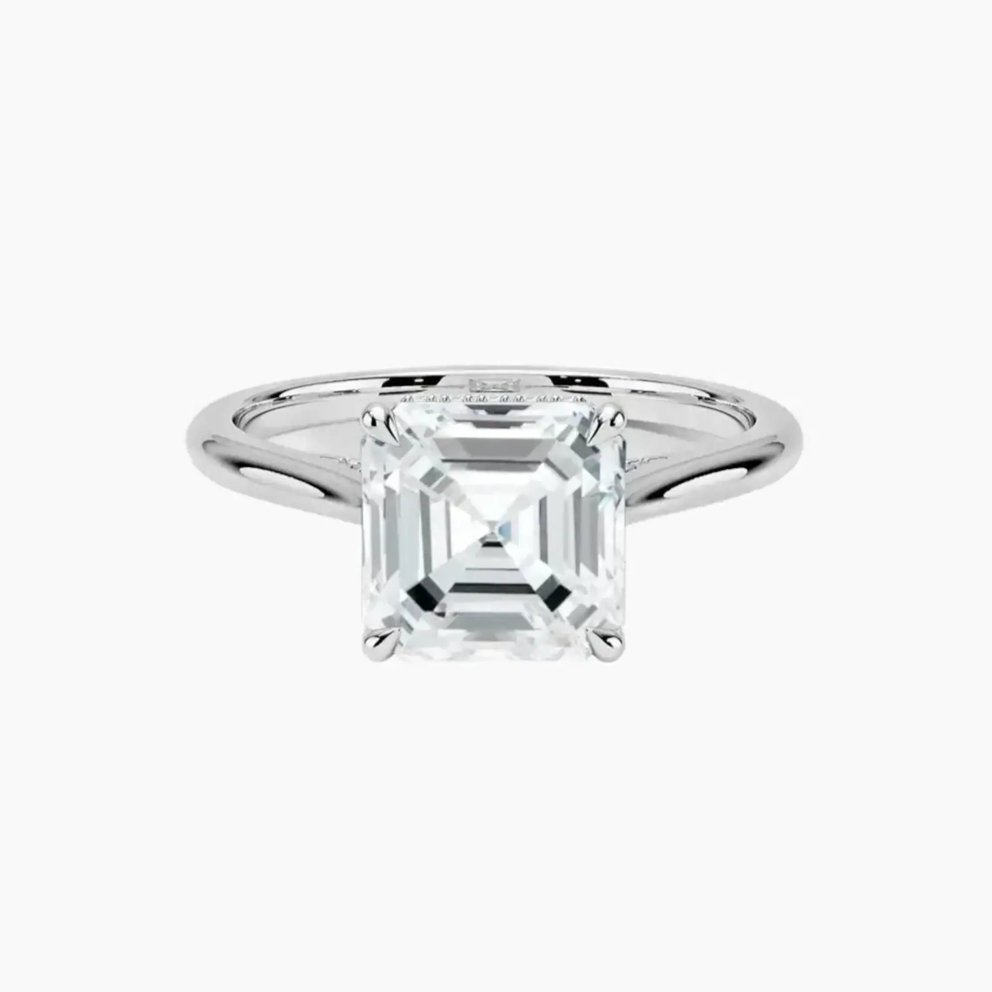 Hestia Asscher Hidden Halo 2.5 Carat Lab Grown Diamond Engagement Ring in 18K White Gold