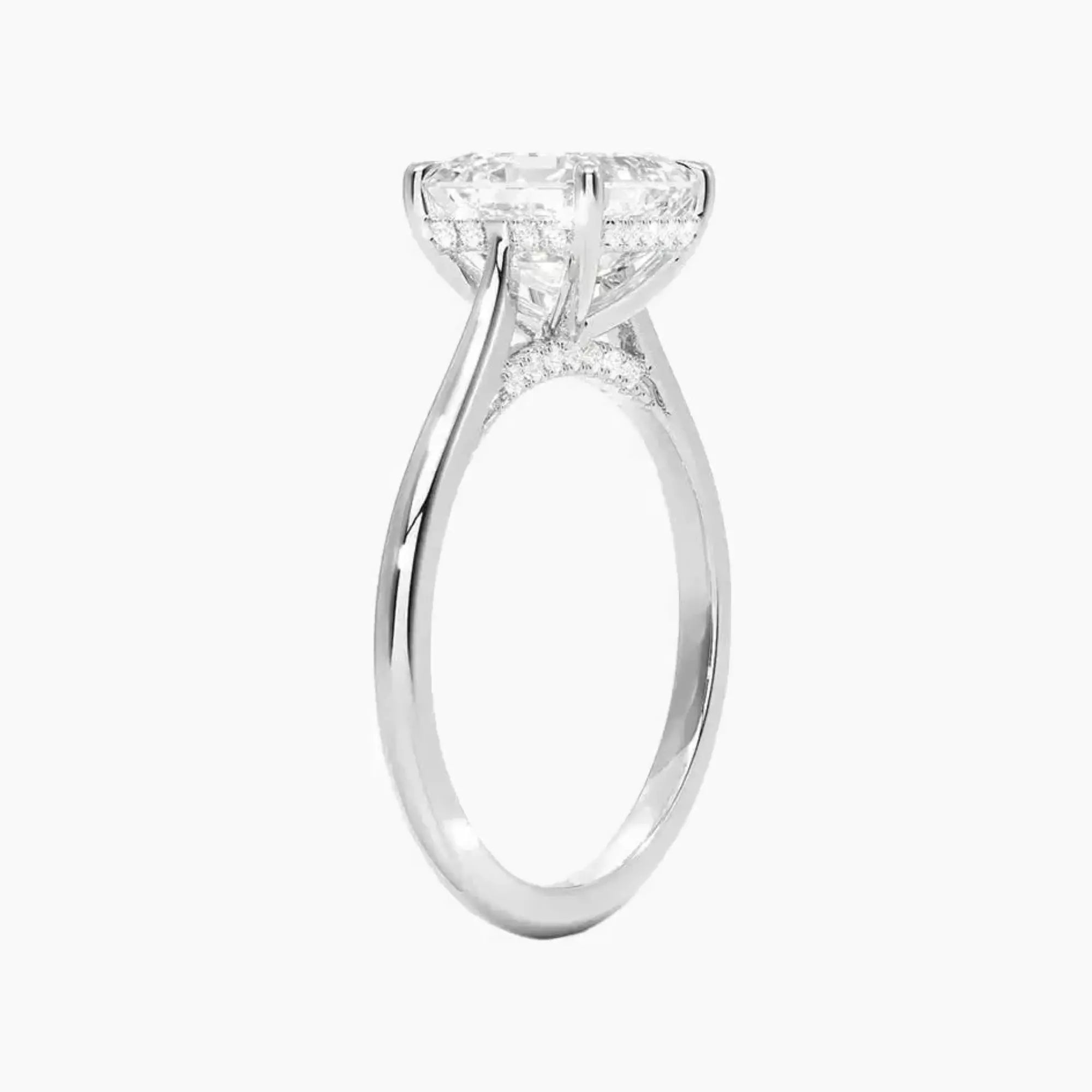 Hestia Asscher Hidden Halo 1 Carat Lab Grown Diamond Engagement Ring in 18K White Gold