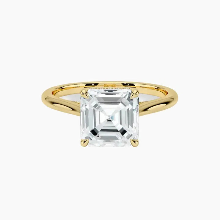 Hestia Asscher Hidden Halo 2 Carat Lab Grown Diamond Engagement Ring in 18K Yellow Gold