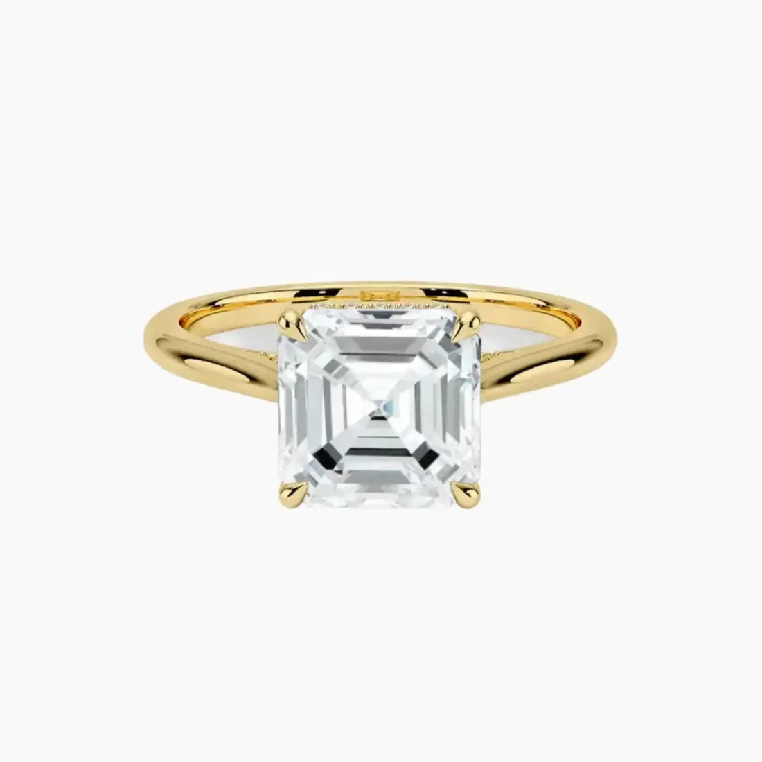 Hestia Asscher Hidden Halo Diamond Ring Setting in 14K Rose Gold