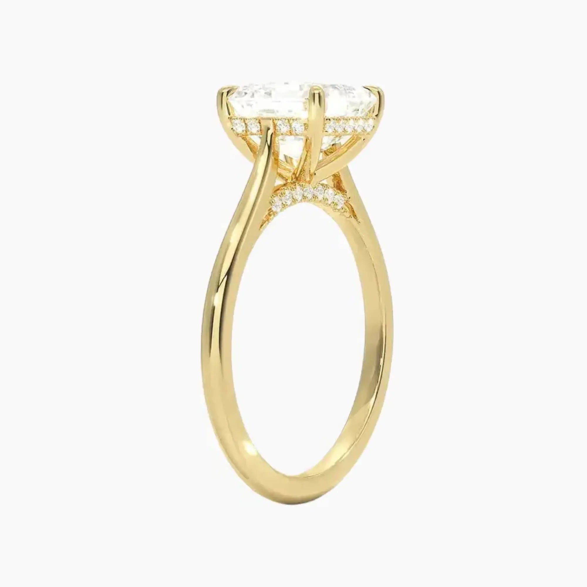 Hestia Asscher Hidden Halo 1 Carat Lab Grown Diamond Engagement Ring in 14K Yellow Gold