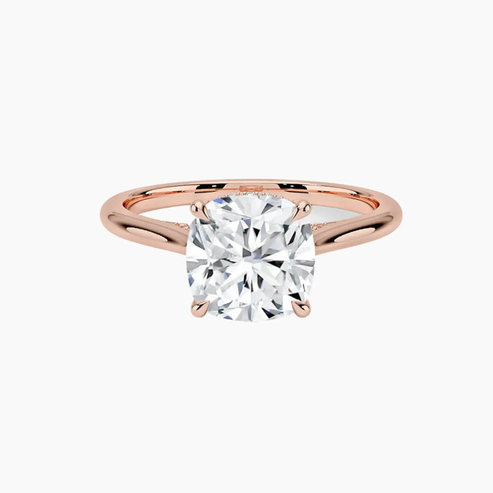 Hestia Cushion Hidden Halo 2.5 Carat Lab Grown Diamond Engagement Ring in 18K Rose Gold