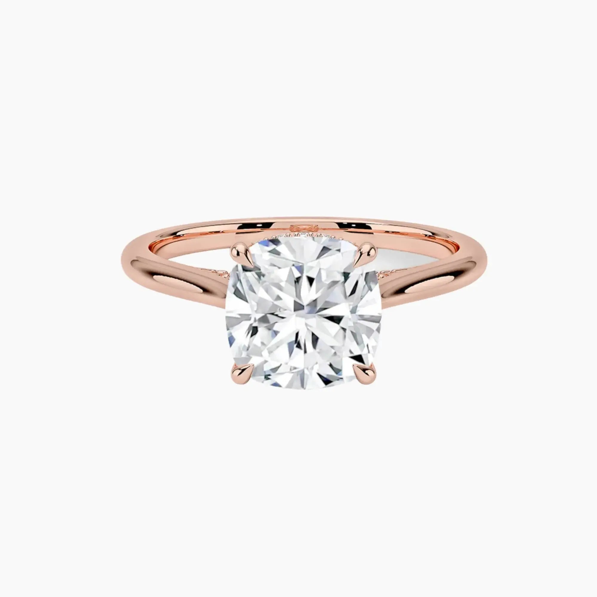 Hestia Cushion Hidden Halo 2.5 Carat Lab Grown Diamond Engagement Ring in 14K Yellow Gold