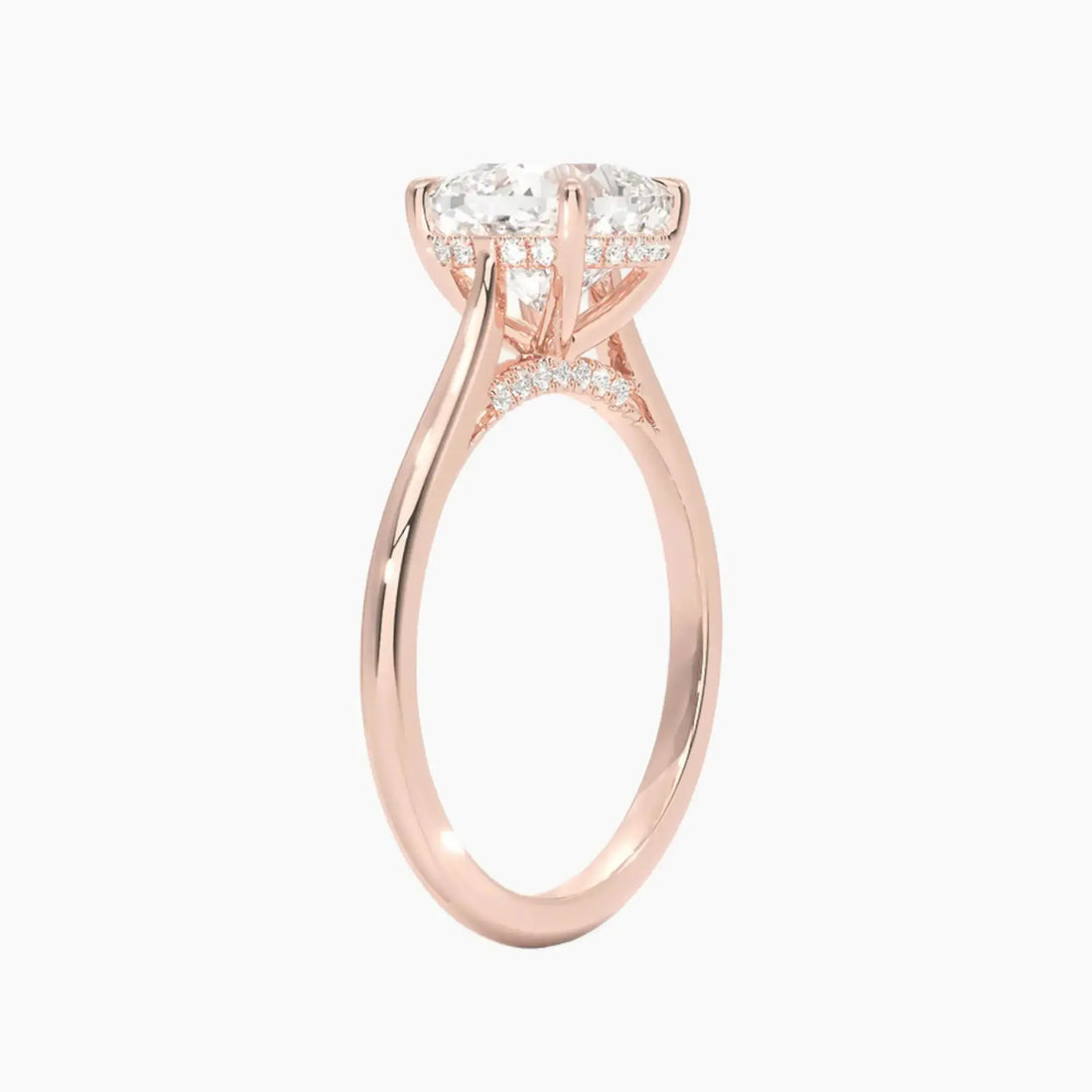Hestia Cushion Hidden Halo 1 Carat Lab Grown Diamond Engagement Ring in 14K Yellow Gold