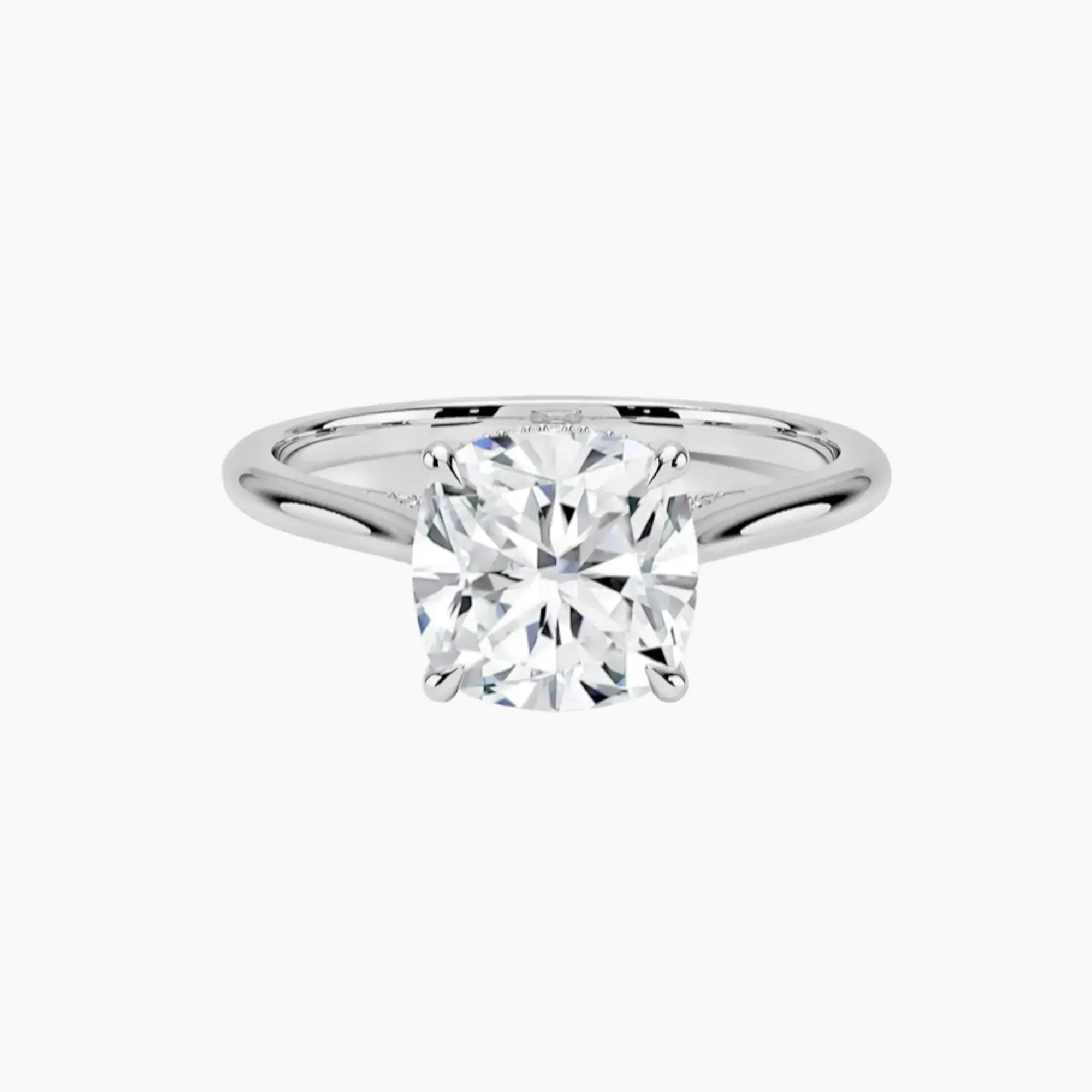 Hestia Cushion Hidden Halo 2.5 Carat Lab Grown Diamond Engagement Ring in 18K Yellow Gold