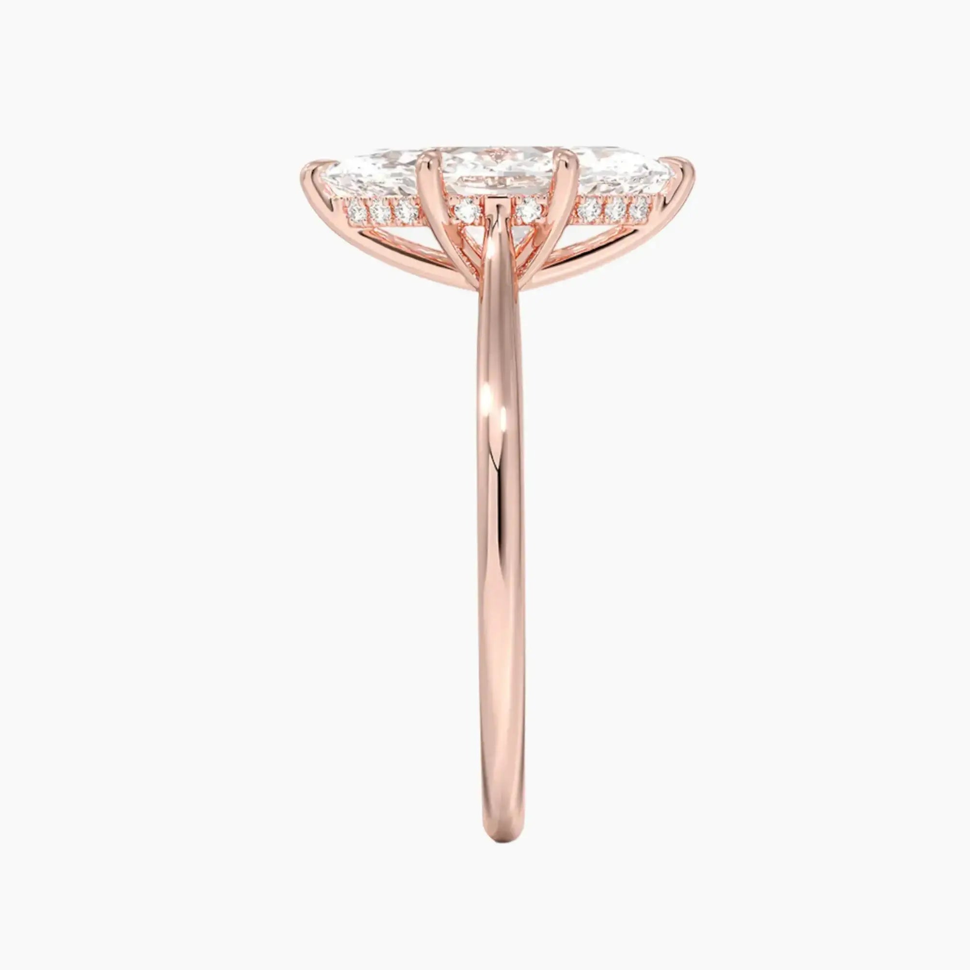 Hestia Marquise Hidden Halo Diamond Ring Setting in 18K Rose Gold