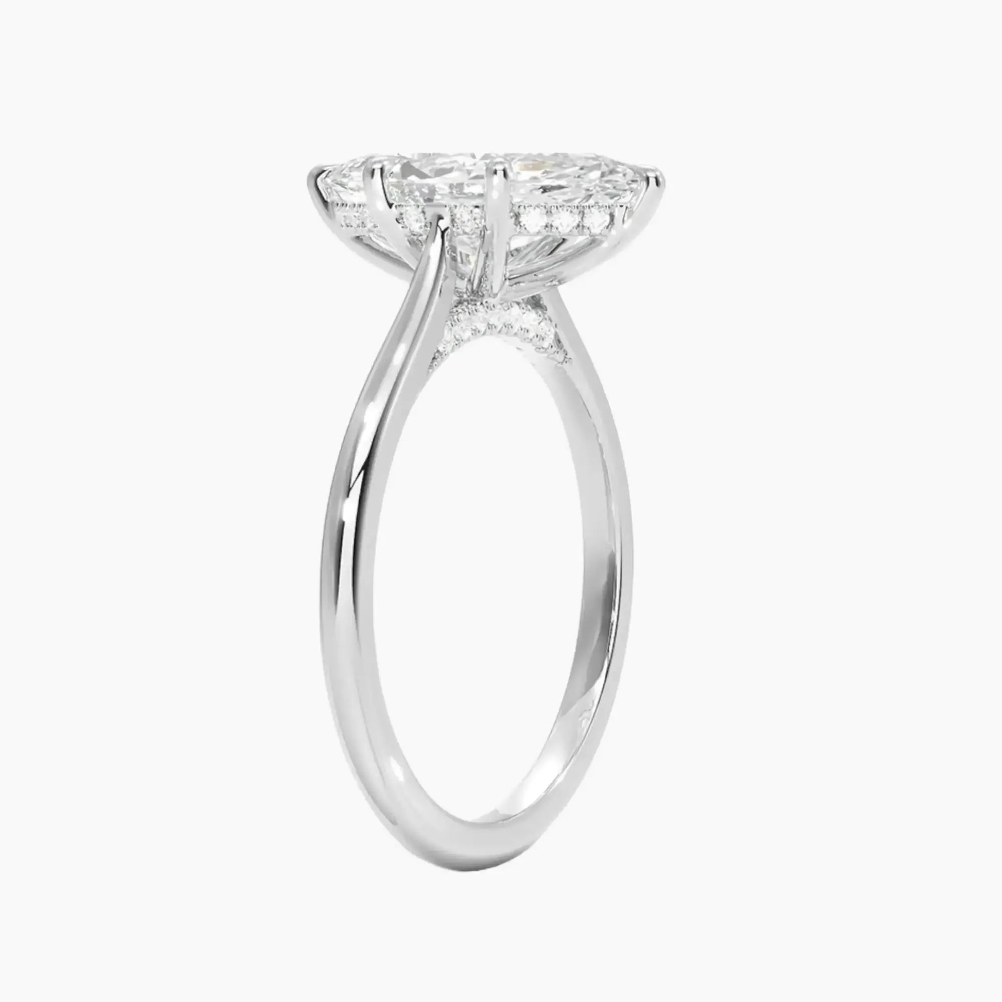 Hestia Marquise Hidden Halo 2.5 Carat Lab Grown Diamond Engagement Ring in 18K White Gold