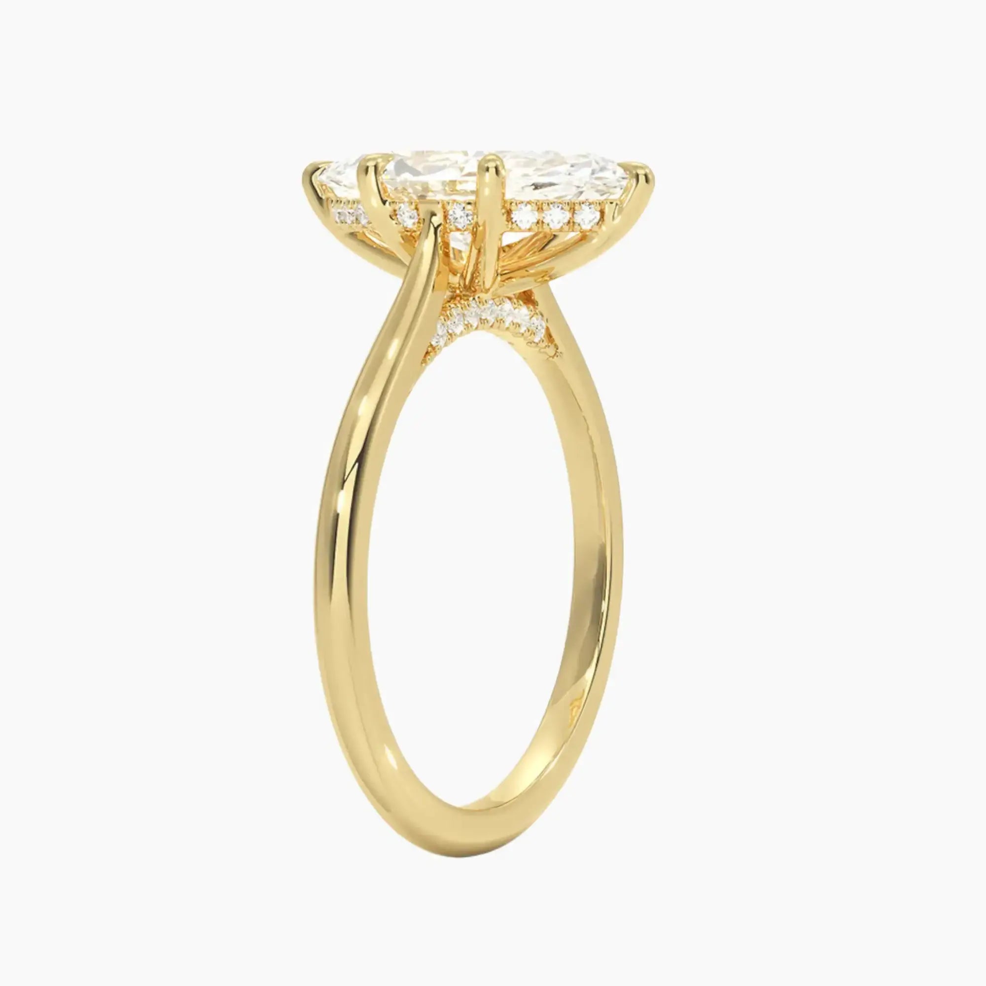 Hestia Marquise Hidden Halo 2 Carat Lab Grown Diamond Engagement Ring in 18K Yellow Gold