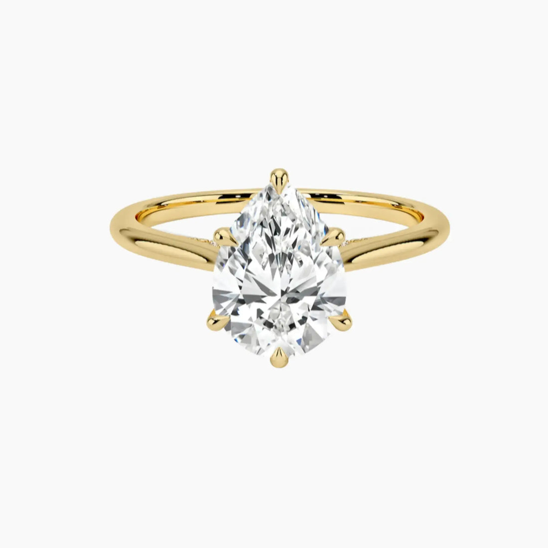 Hestia Pear Hidden Halo 2 Carat Lab Grown Diamond Engagement Ring in 18K Yellow Gold
