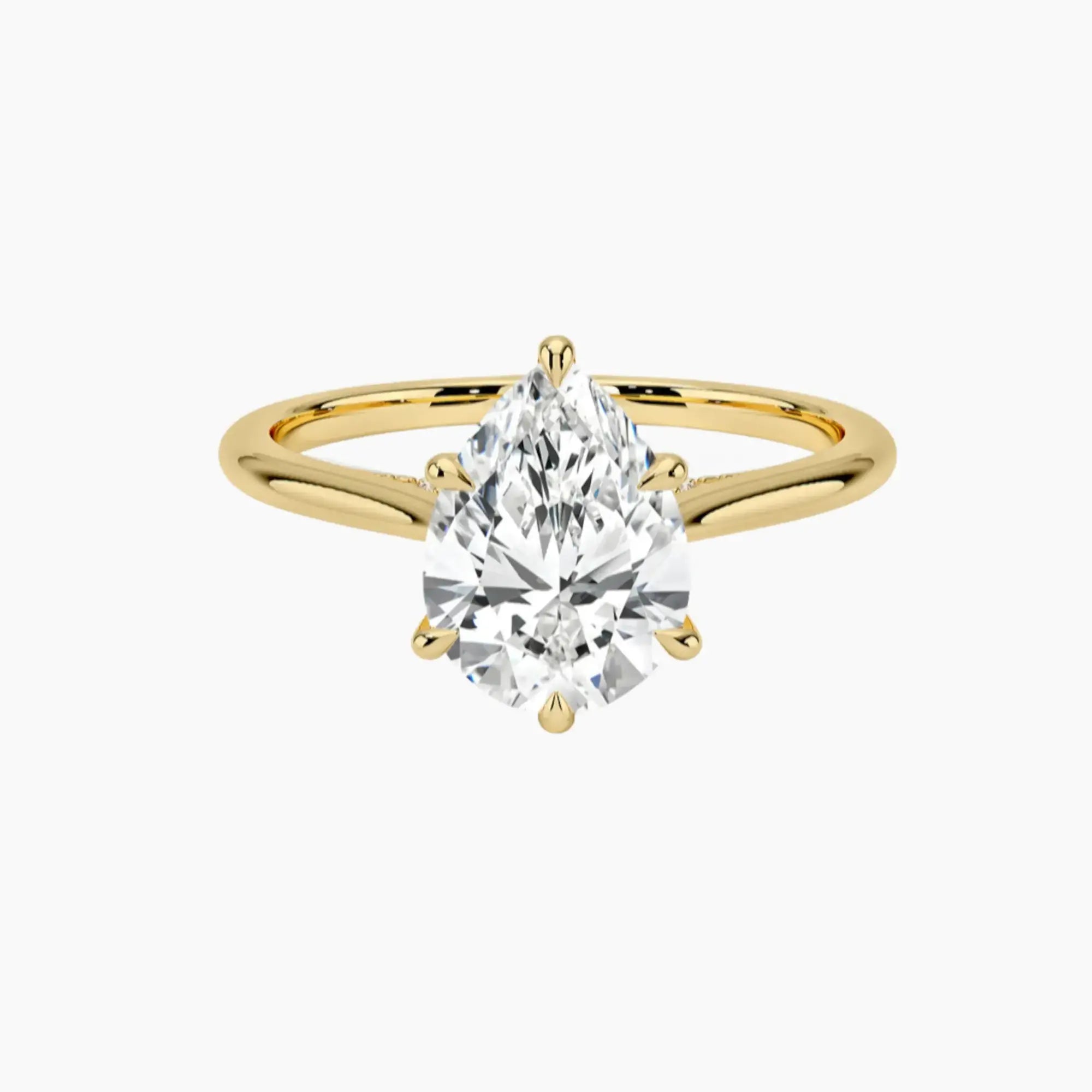 Hestia Pear Hidden Halo 1 Carat Lab Grown Diamond Engagement Ring in 18K Yellow Gold